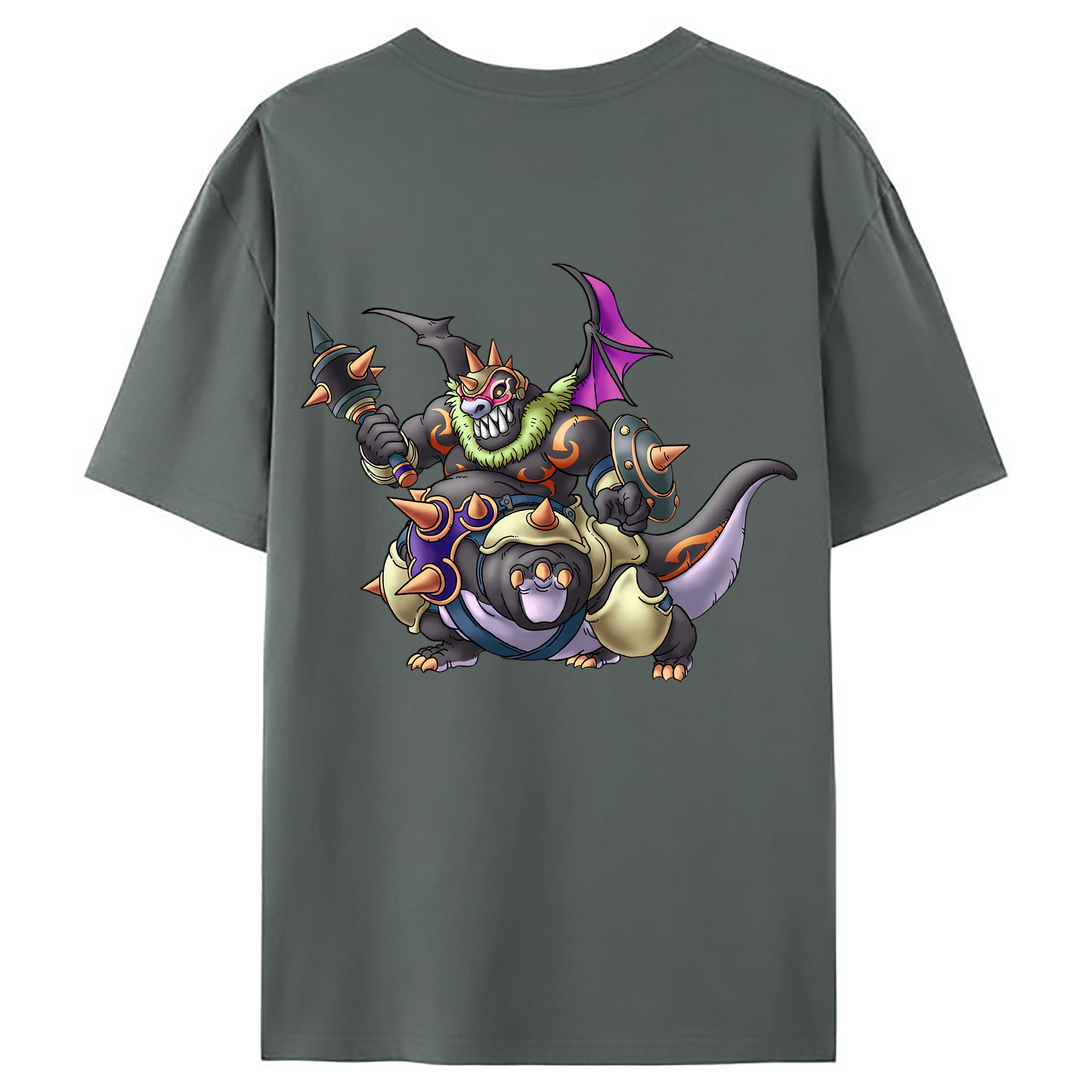 （画像用） ドラゴンクエスト Doragon Kuesuto Dragon Quest 綿100％ メンズ半袖Tシャツ（バックプリント） 通気性